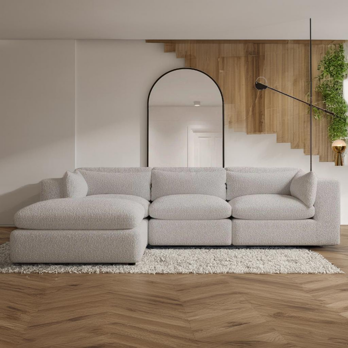 Cloud Boucle 3 seater corner + Love seat feather filled