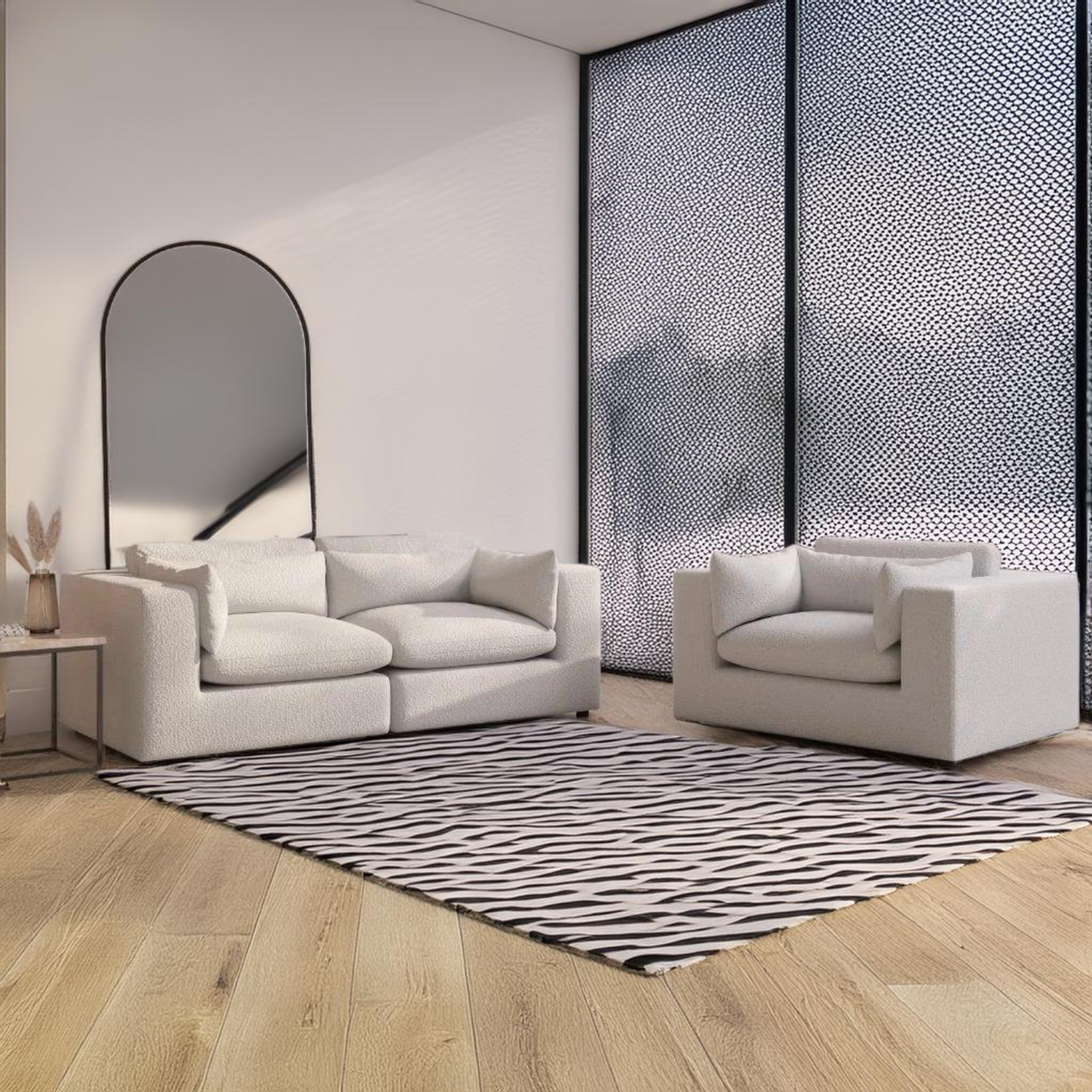 Cloud Boucle 3 seater corner + Love seat feather filled