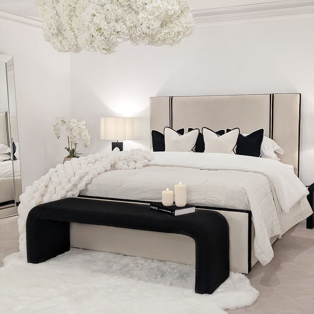 Alvi Cookie Velvet Luxury Bed with Contrast Black Borders