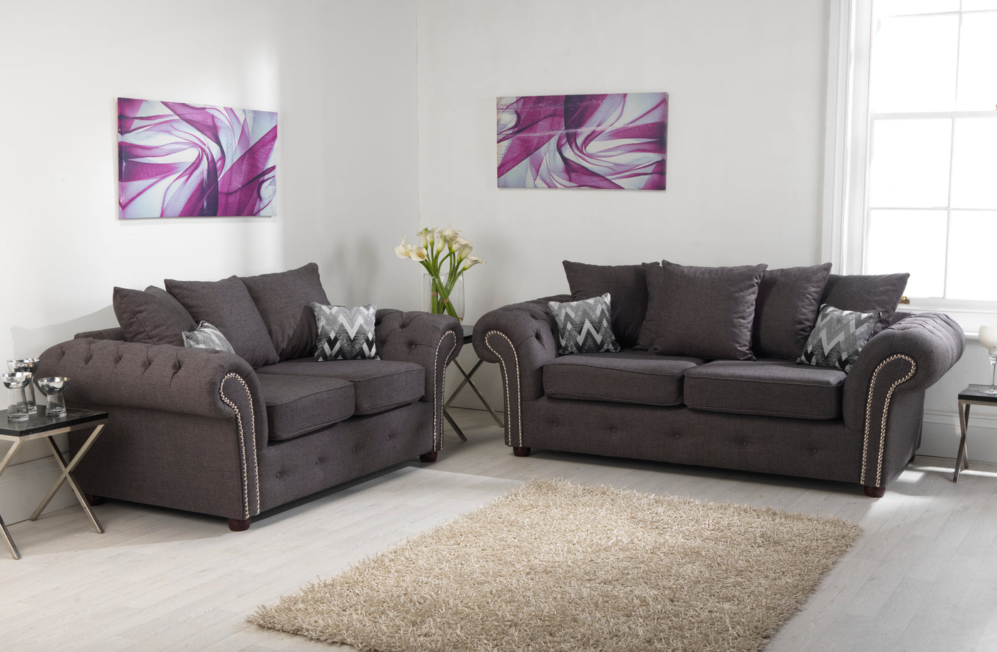 Galaxy wool 3+2 sofa set scatter back