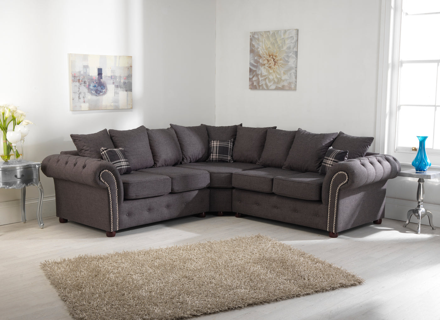 Galaxy wool corner sofa scatter back