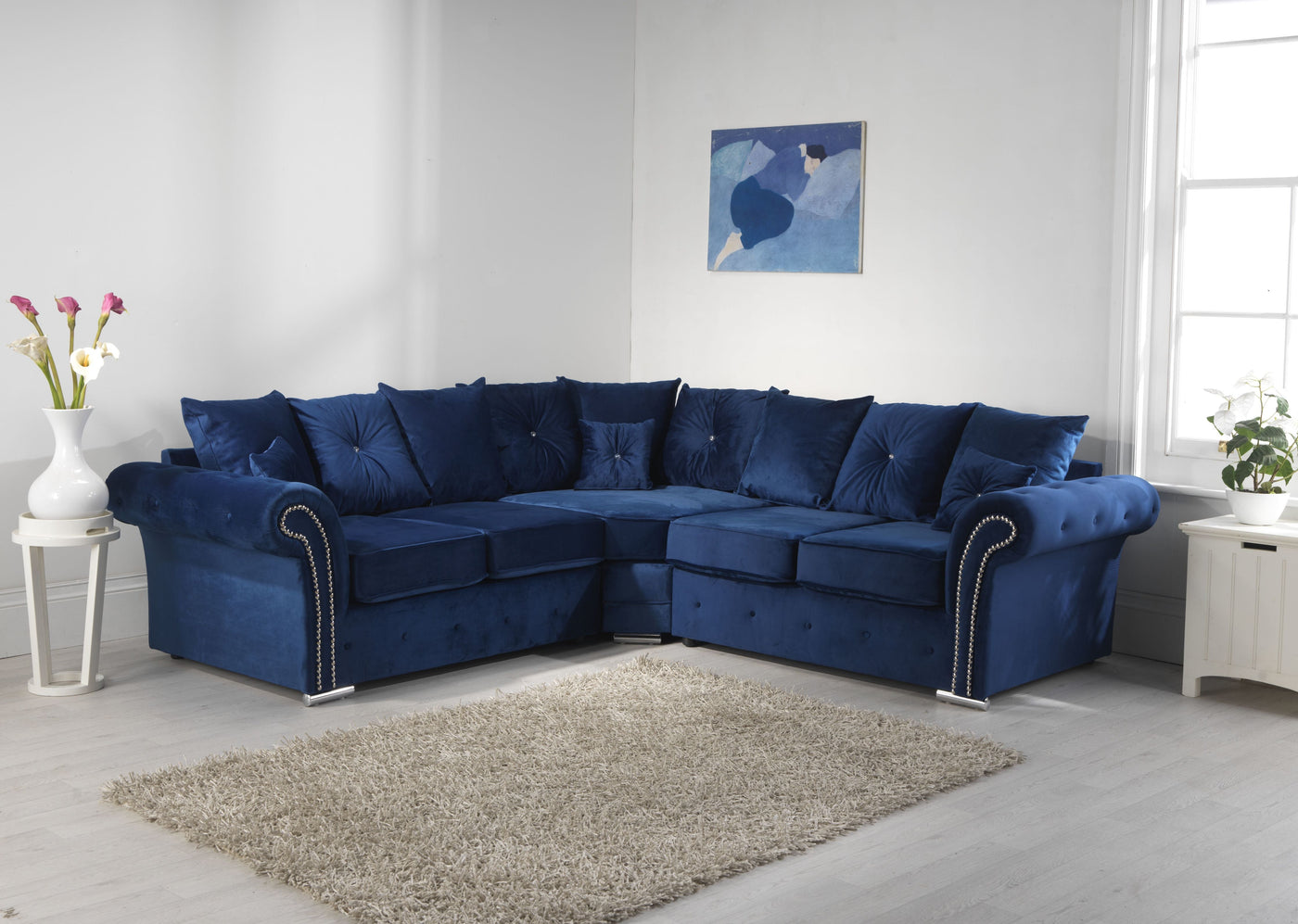 Oxford corner sofa blue Scatter Back