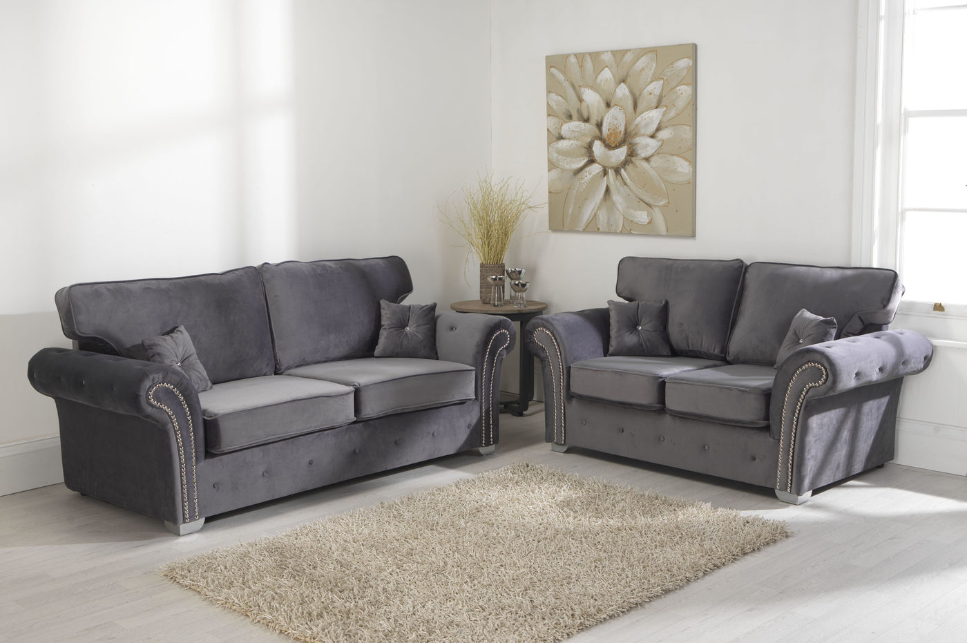 Oxford 3+2 sofa set grey fullback