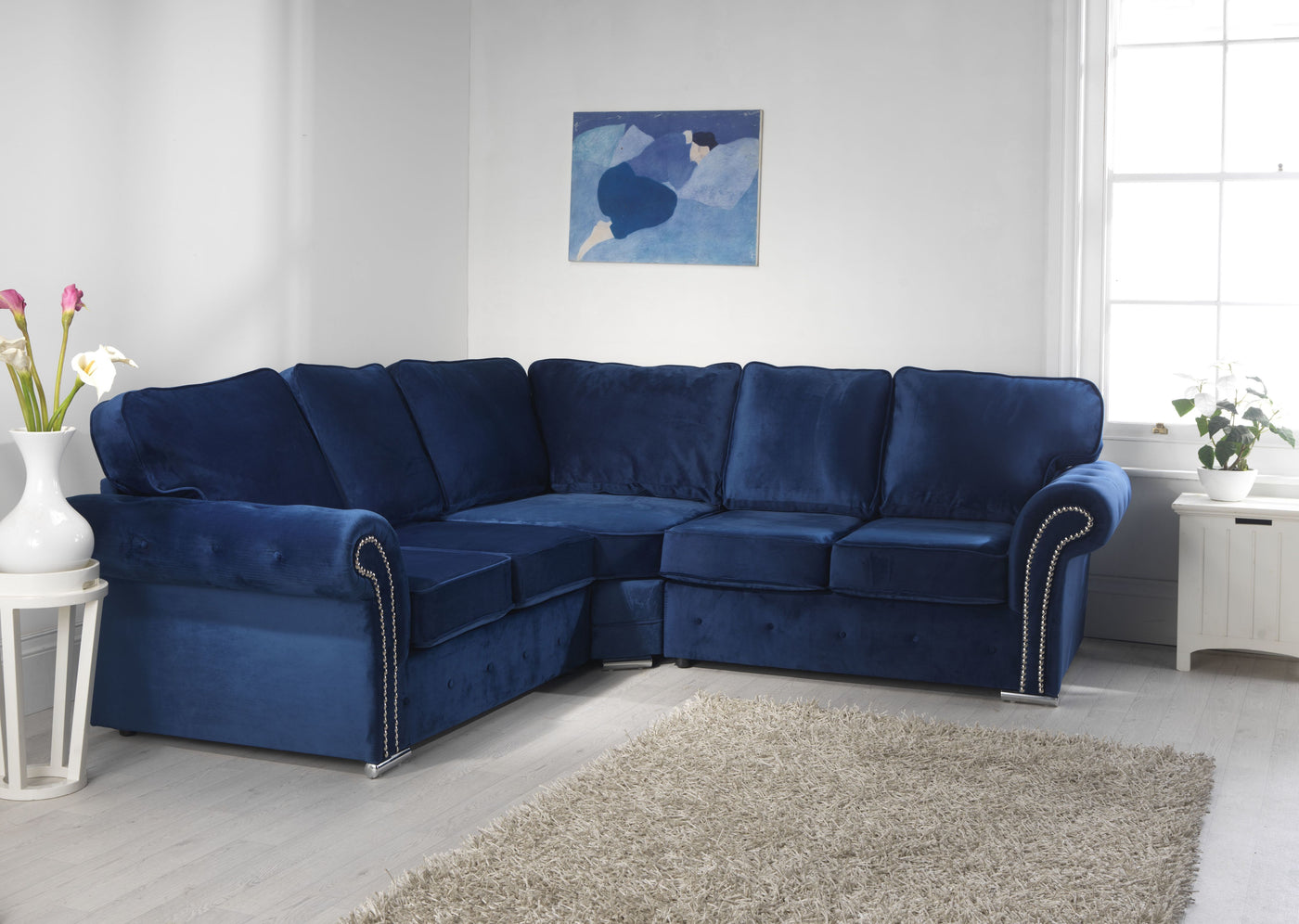 Oxford Corner Sofa Blue Fullback