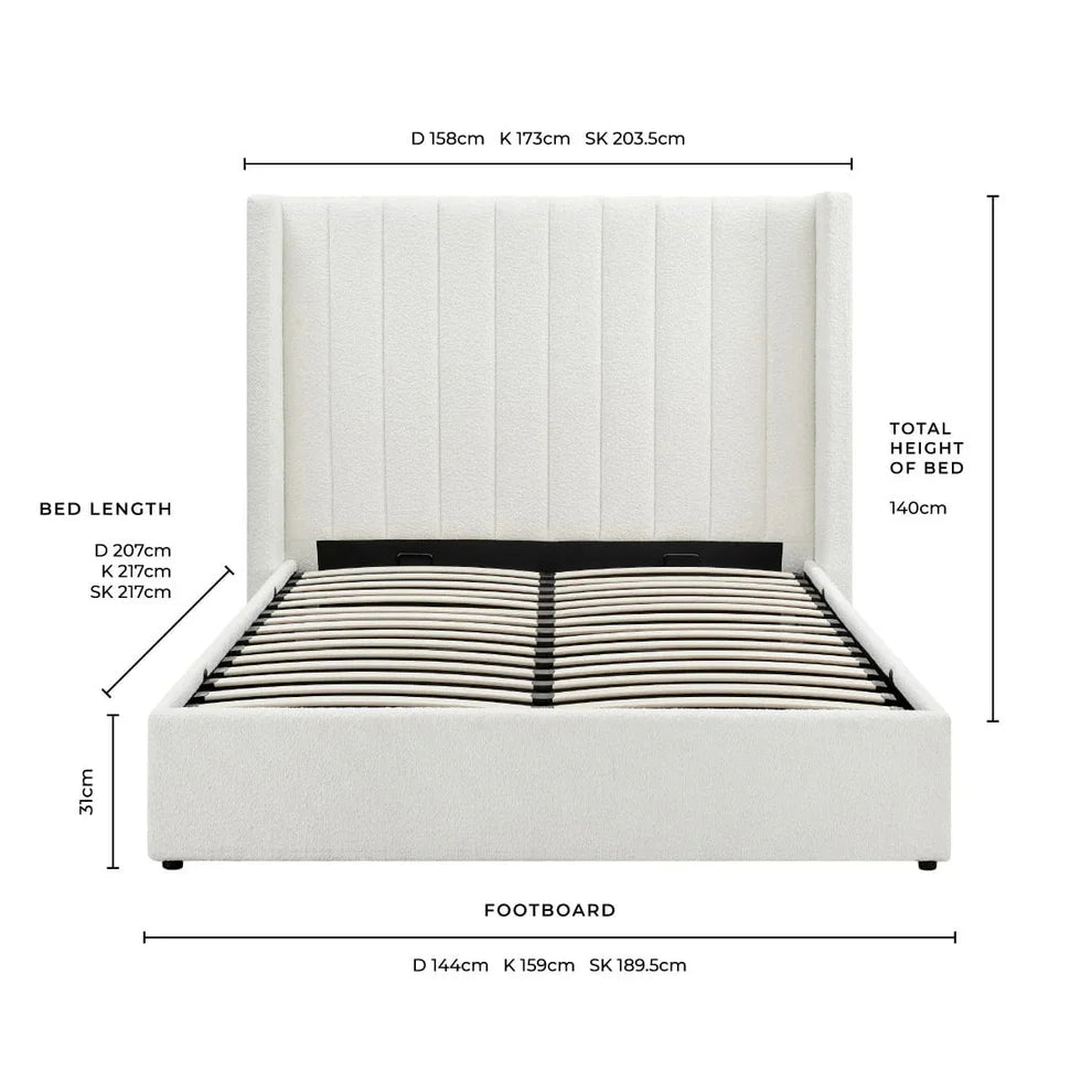 Madisa Boucl√© Ottoman Storage Bed - Off White