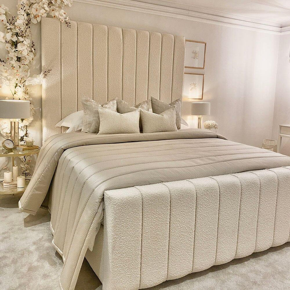 Nori Cream Boucle Luxury Panelled Bed