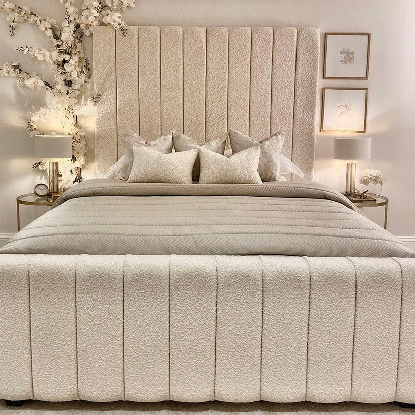 Nori Cream Boucle Luxury Panelled Bed