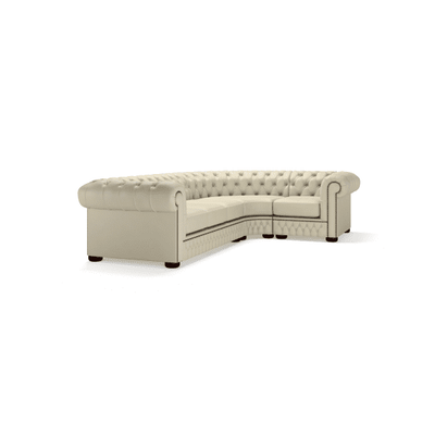 Cream leather deals chesterfield corner sofa